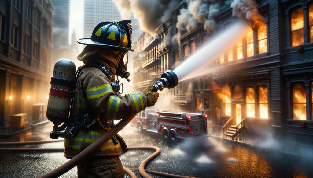 bombero apagando un fuego tras las oposiciones